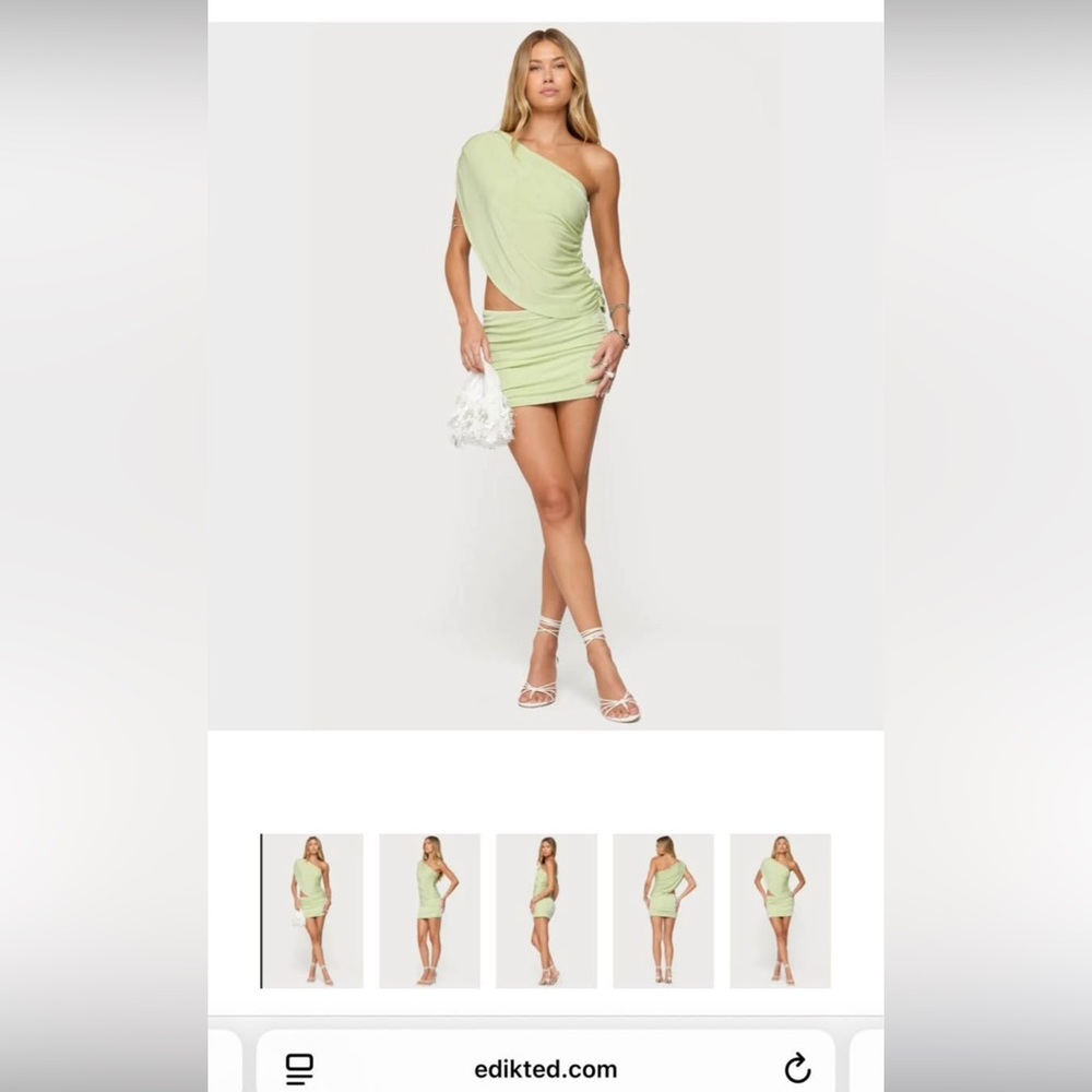 Edikted One-Shoulder Mint Dress
